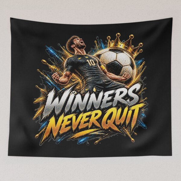 Item preview, Winners Never Quit | Soccer Football Champion Motivation Gift designed and sold by M. Mamdouh Artworks.