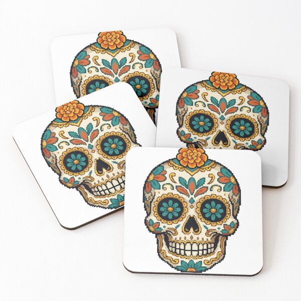 Item preview, Colorful Sugar Skull | Día de los Muertos Pixel Art designed and sold by PixelBrujeria.