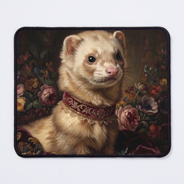 Item preview, Regal Cream Ferret with Embroidery Velvet Collar designed and sold by Real Beast Art.