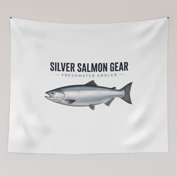 Item preview, Metallic Silver Salmon Gear Freshwater Angler Graphic designed and sold by NobleCast .