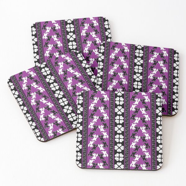 Item preview, Black & White Terrier Love Stripes on Purple Background designed and sold by Digitalmyth's Designs.