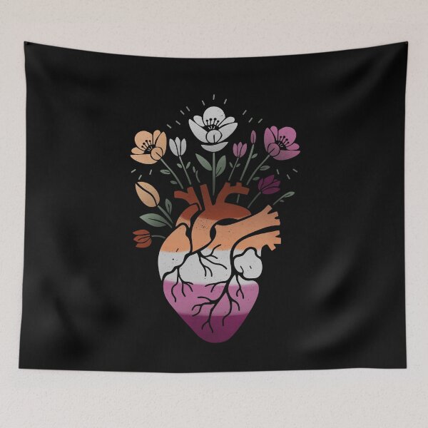 Item preview, Lesbian Floral Heart LGBT Gay Pride Flag designed and sold by Clara Hollins.