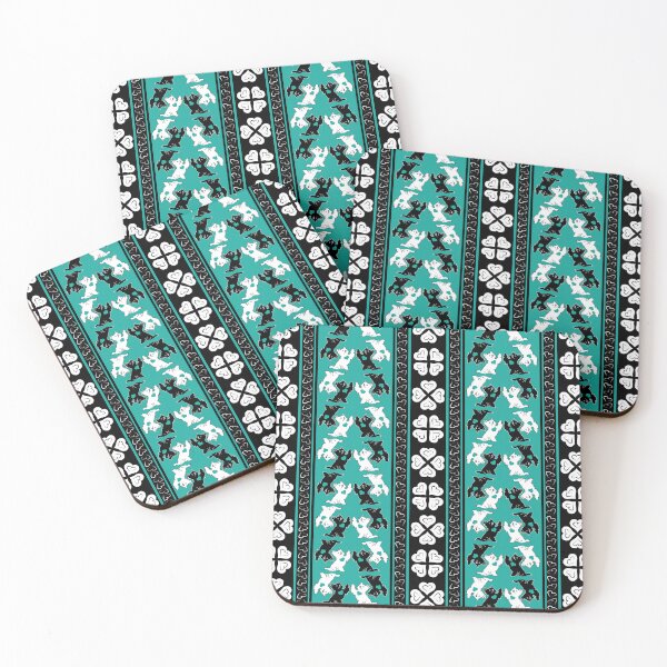Item preview, Black & White Terrier Love Stripes on Teal Background designed and sold by Digitalmyth's Designs.