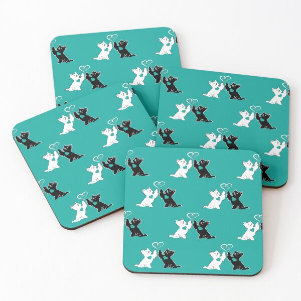Item preview, Black & White Terrier Loves on Teal Background designed and sold by Digitalmyth's Designs.
