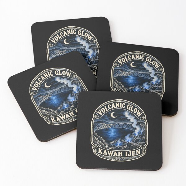 Item preview, Volcanic Glow at Kawah Ijen – Blue Fire Illustration designed and sold by AMICO77.
