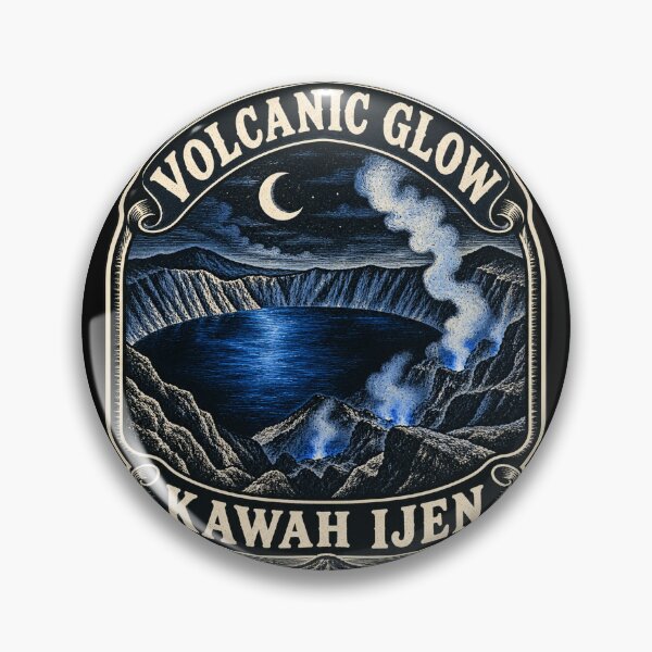 Item preview, Volcanic Glow at Kawah Ijen – Blue Fire Illustration designed and sold by AMICO77.
