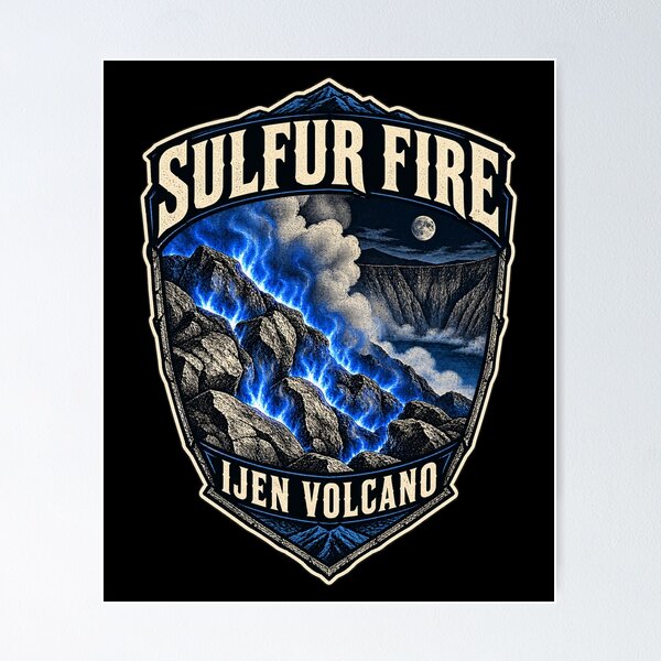 Item preview, Sulfur Fire at Ijen Volcano – East Java Night Art designed and sold by AMICO77.