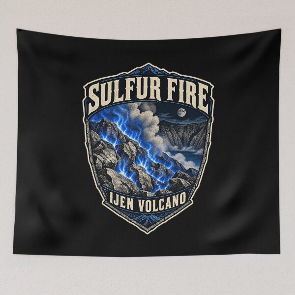 Item preview, Sulfur Fire at Ijen Volcano – East Java Night Art designed and sold by AMICO77.