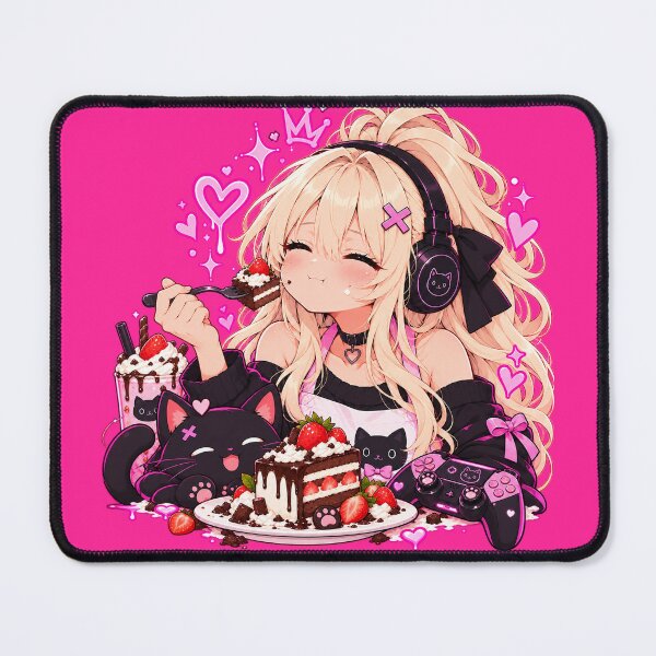 Item preview, Neko Yuki Gaming Girl - Cake & Controller Anime designed and sold by Vantu Design.