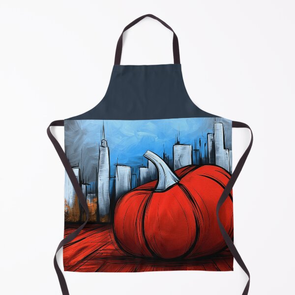 Item preview, Vibrant Red Pumpkin Among Tall Skyscrapers Blending Autumn Harvest Charm with Modern Urban Cityscape designed and sold by OlfactoART Studio.