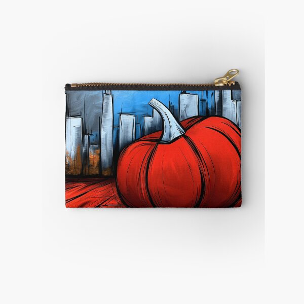 Item preview, Vibrant Red Pumpkin Among Tall Skyscrapers Blending Autumn Harvest Charm with Modern Urban Cityscape designed and sold by OlfactoART Studio.