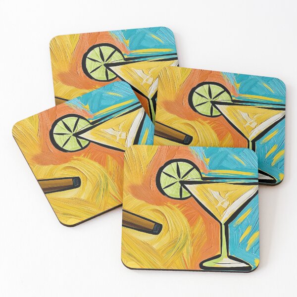 Item preview, Cigar and Lime Garnished Cocktail with Smoky Swirls and Energetic Brushstrokes in Vibrant Lounge Art designed and sold by OlfactoART Studio.
