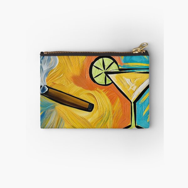 Item preview, Cigar and Lime Garnished Cocktail with Smoky Swirls and Energetic Brushstrokes in Vibrant Lounge Art designed and sold by OlfactoART Studio.
