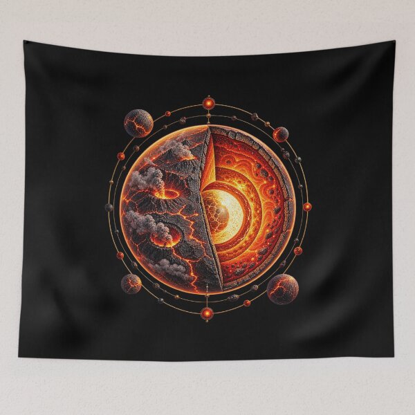 Item preview, Lava Super-Earth Cutaway – Fiery Exoplanet Art designed and sold by AMICO77.