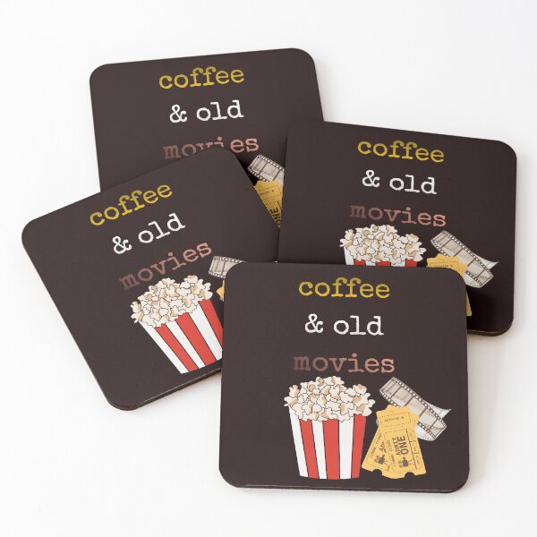 Item preview, coffee and old movies vintage retro cinema typography designed and sold by stileepensieri.
