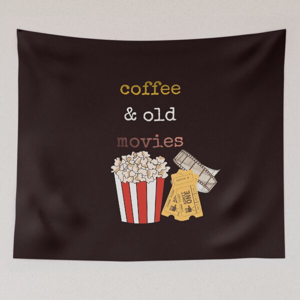 Item preview, coffee and old movies vintage retro cinema typography designed and sold by stileepensieri.