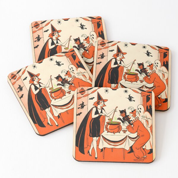 Item preview, Vintage Halloween Trick or Treaters 1920s Witch Costume Art designed and sold by GymTanLaundry.