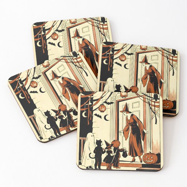 Item preview, Vintage Halloween Trick or Treaters 1920s Witch Costume Art designed and sold by GymTanLaundry.