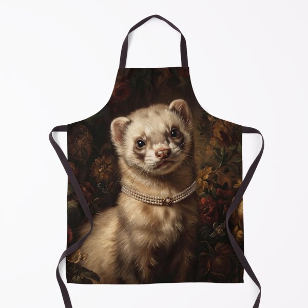 Item preview, Regal Cream Ferret with Pearl Necklace designed and sold by Real Beast Art.
