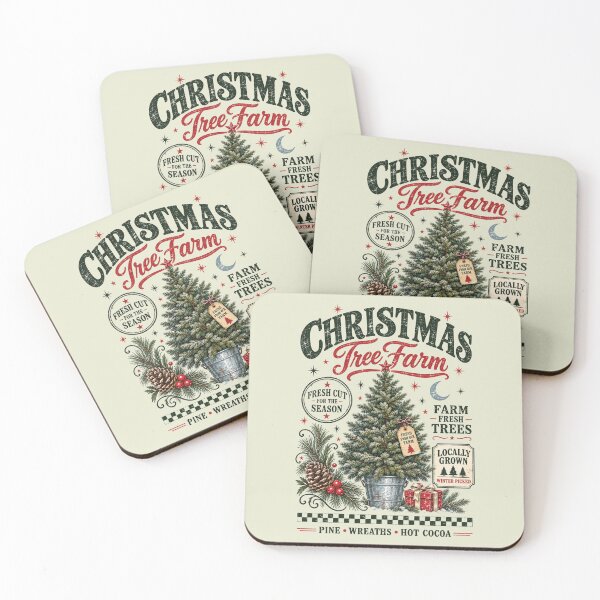 Item preview, Retro Christmas Tree Farm, Vintage Christmas designed and sold by Saitokuu7Art.