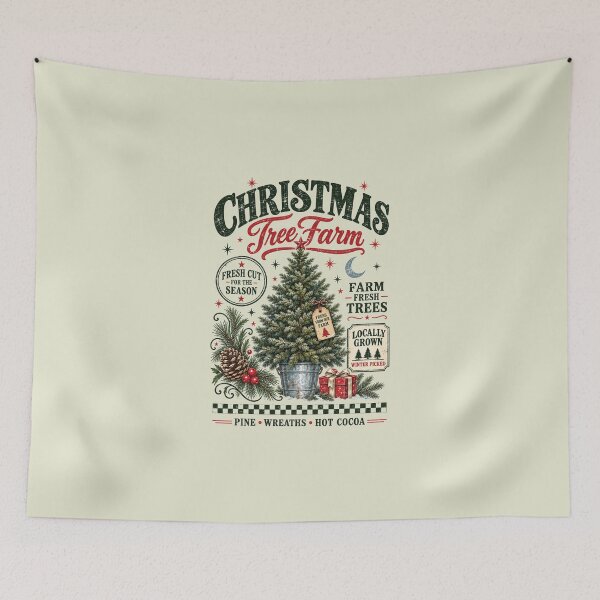 Item preview, Retro Christmas Tree Farm, Vintage Christmas designed and sold by Saitokuu7Art.