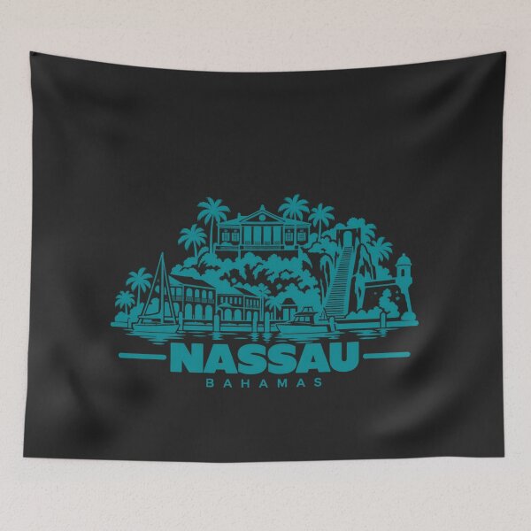 Item preview, Nassau Bahamas Line Art Coastline Poster designed and sold by CMYKStudio.