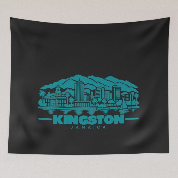 Item preview, Kingston Jamaica Line Art Skyline Poster designed and sold by CMYKStudio.