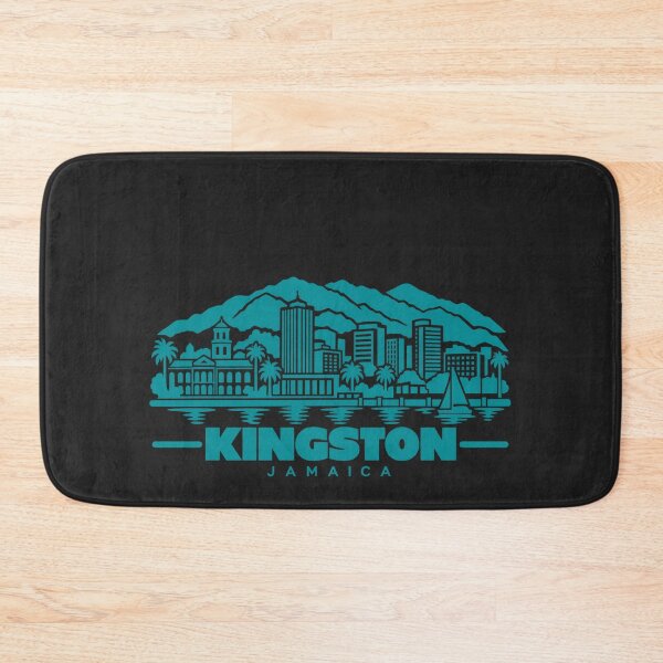 Aperçu de l'œuvre Affiche de la skyline de Kingston, Jamaïque (dessin au trait) créée et vendue par CMYKStudio.