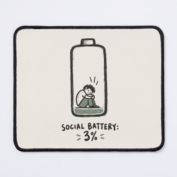 Item preview, Social Battery 3% | Introvert Energy Funny Doodle designed and sold by Moons Studio.