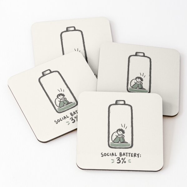 Item preview, Social Battery 3% | Introvert Energy Funny Doodle designed and sold by Moons Studio.
