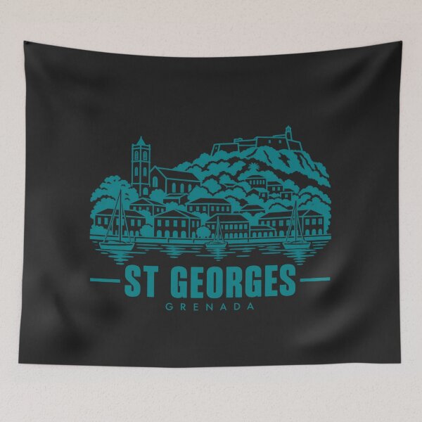 Item preview, St Georges Grenada Line Art Coastline Poster designed and sold by CMYKStudio.