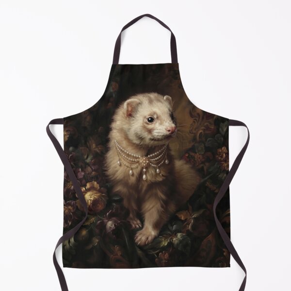 Item preview, Regal Cream Ferret with Pearl Festoon Necklace designed and sold by Real Beast Art.