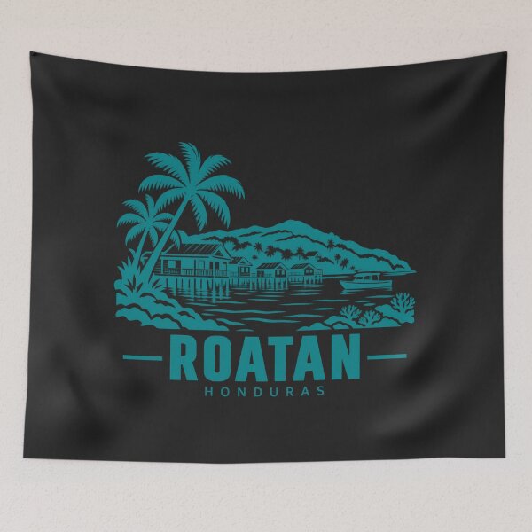 Item preview, Roatan Honduras Line Art Coastline Poster designed and sold by CMYKStudio.