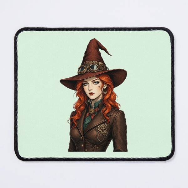 Item preview, Steampunk Witch – Victorian Redhead with Goggles and Witch Hat designed and sold by SweetLilith.