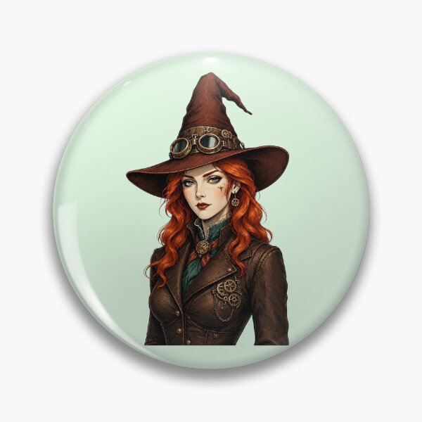 Artikelvorschau, Steampunk-Hexe – Viktorianische Rothaarige mit Schutzbrille und Hexenhut entworfen und verkauft von SweetLilith.