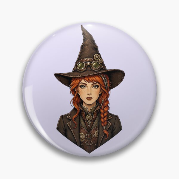 Item preview, Steampunk Witch – Victorian Redhead with Goggles and Witch Hat designed and sold by SweetLilith.