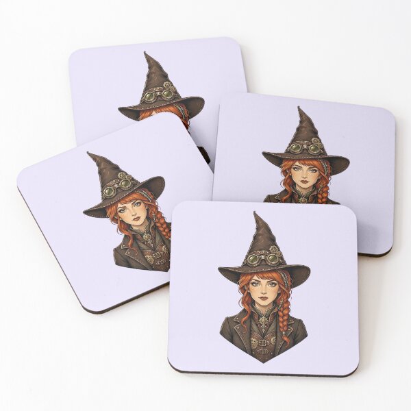 Item preview, Steampunk Witch – Victorian Redhead with Goggles and Witch Hat designed and sold by SweetLilith.