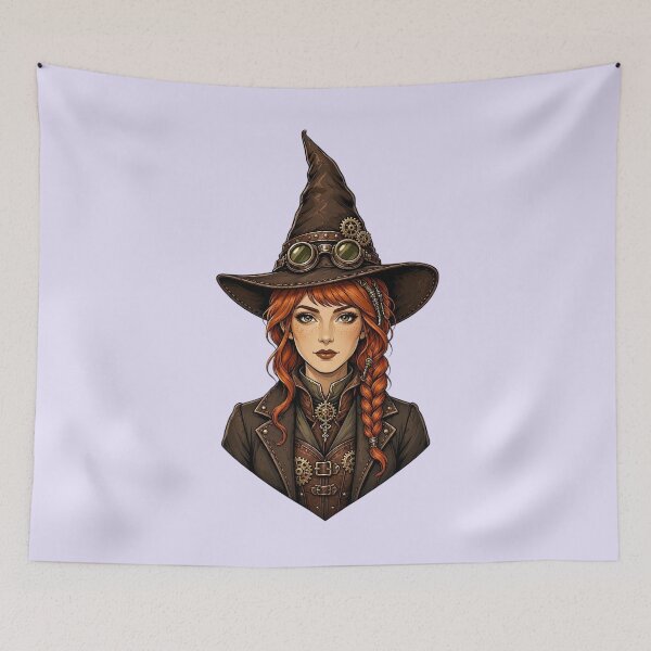 Item preview, Steampunk Witch – Victorian Redhead with Goggles and Witch Hat designed and sold by SweetLilith.
