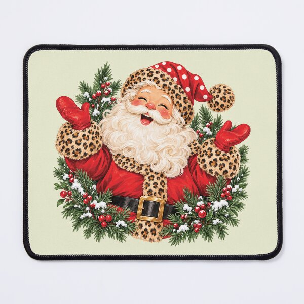 Item preview, Retro Leopard-Trim Santa Christmas, Christmas Tree Wreath designed and sold by SanipepaVase.