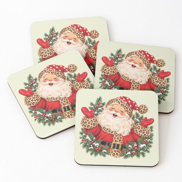 Item preview, Retro Leopard-Trim Santa Christmas, Christmas Tree Wreath designed and sold by SanipepaVase.