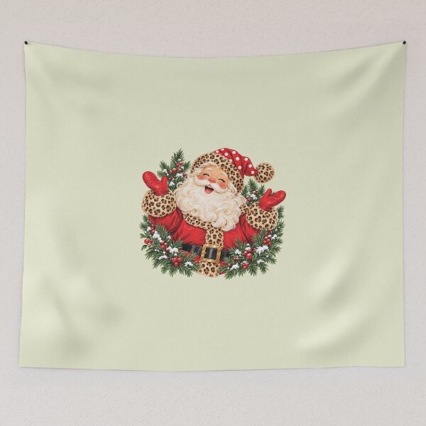 Item preview, Retro Leopard-Trim Santa Christmas, Christmas Tree Wreath designed and sold by SanipepaVase.