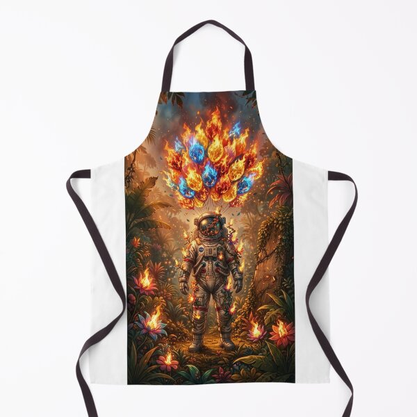 Item preview, Surreal Spaceman in the Burning Jungle: Fire Balloons Astronaut Art designed and sold by Rain-Road.