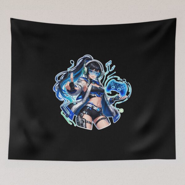 Item preview, Cyber Anime Gamer Girl Futuristic Gaming designed and sold by Animepopstudio.