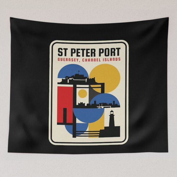 Item preview, Retro St Peter Port Bauhaus Geometric Skyline designed and sold by k3rstman1.