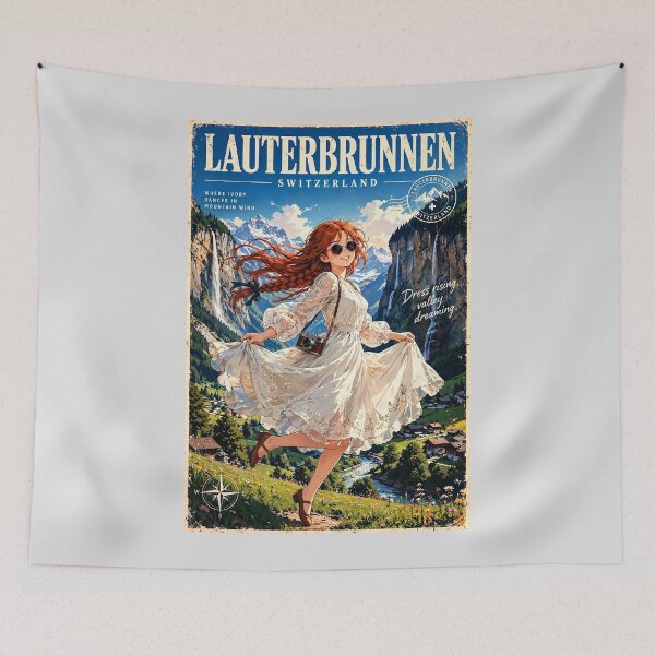 Item preview, Switzerland — Lauterbrunnen Valley — A Whimsical Journey Through Switzerland's Waterfall Valley designed and sold by DibujandoPorfa.