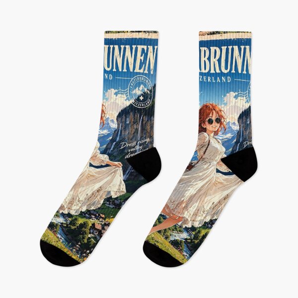 Item preview, Switzerland — Lauterbrunnen Valley — A Whimsical Journey Through Switzerland's Waterfall Valley designed and sold by DibujandoPorfa.