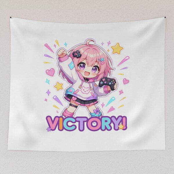 Item preview, Kawaii Anime Gamer Girl Victory designed and sold by Animepopstudio.