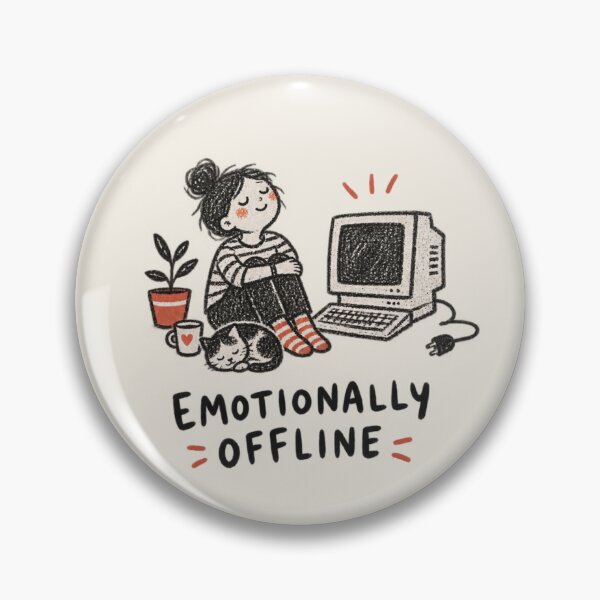 Item preview, Emotionally Offline | Unplugged Computer & Introvert Humor Doodle designed and sold by Moons Studio.