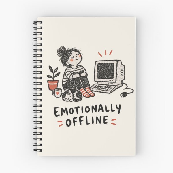Item preview, Emotionally Offline | Unplugged Computer & Introvert Humor Doodle designed and sold by Moons Studio.