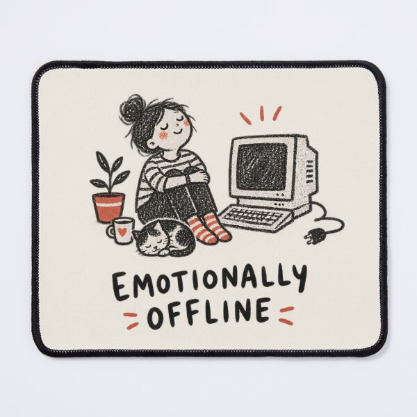 Item preview, Emotionally Offline | Unplugged Computer & Introvert Humor Doodle designed and sold by Moons Studio.